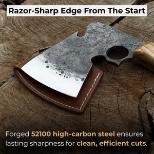 Hand-Forged Small Camping Axe with Curved Handle, 0.52 kg (1.15 Ibs) detail view by Sharky Forged Steel Tools