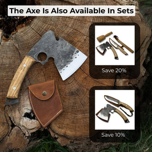 Hand-Forged Small Camping Axe with Curved Handle, 0.52 kg (1.15 Ibs) detail view by Sharky Forged Steel Tools
