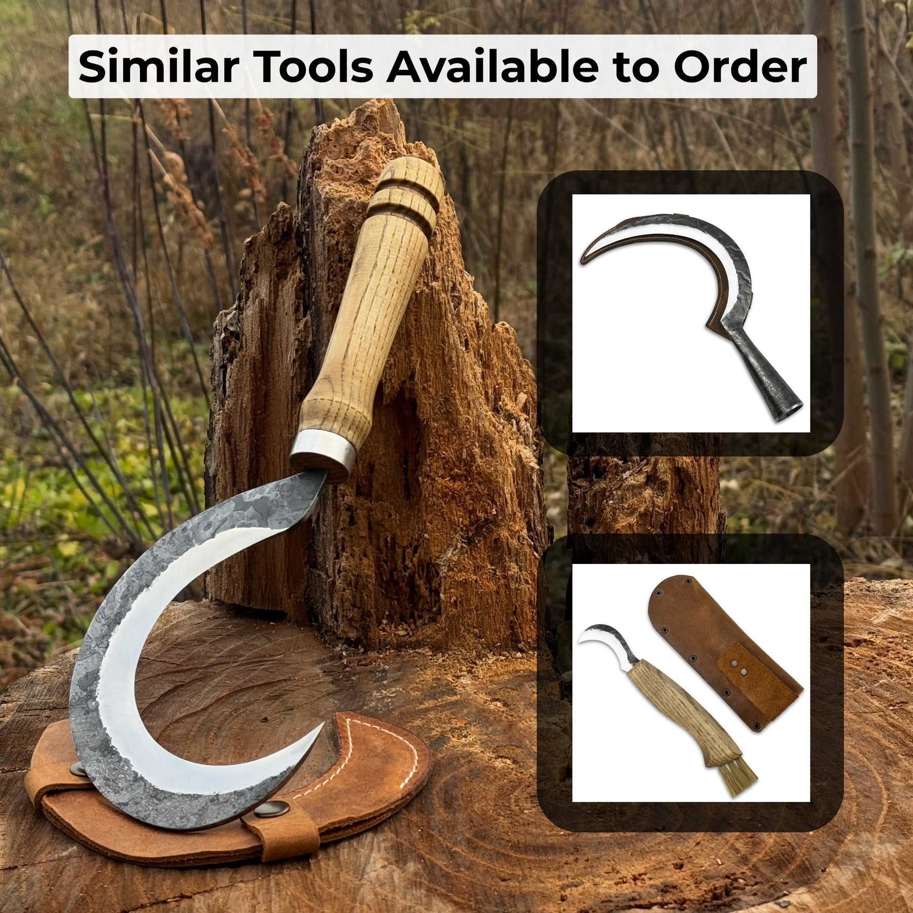 Hand-Forged Small Sickle, ⌀9 cm (3.54 inches) detail view by Sharky Forged Steel Tools