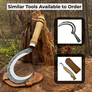 Hand-Forged Small Sickle, ⌀9 cm (3.54 inches) detail view by Sharky Forged Steel Tools