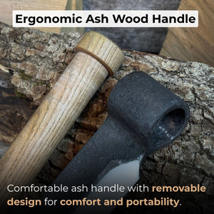 Hand-Forged Small Splitting Froe – Leather Sheath with Handle Holder detail view by Sharky Forged Steel Tools