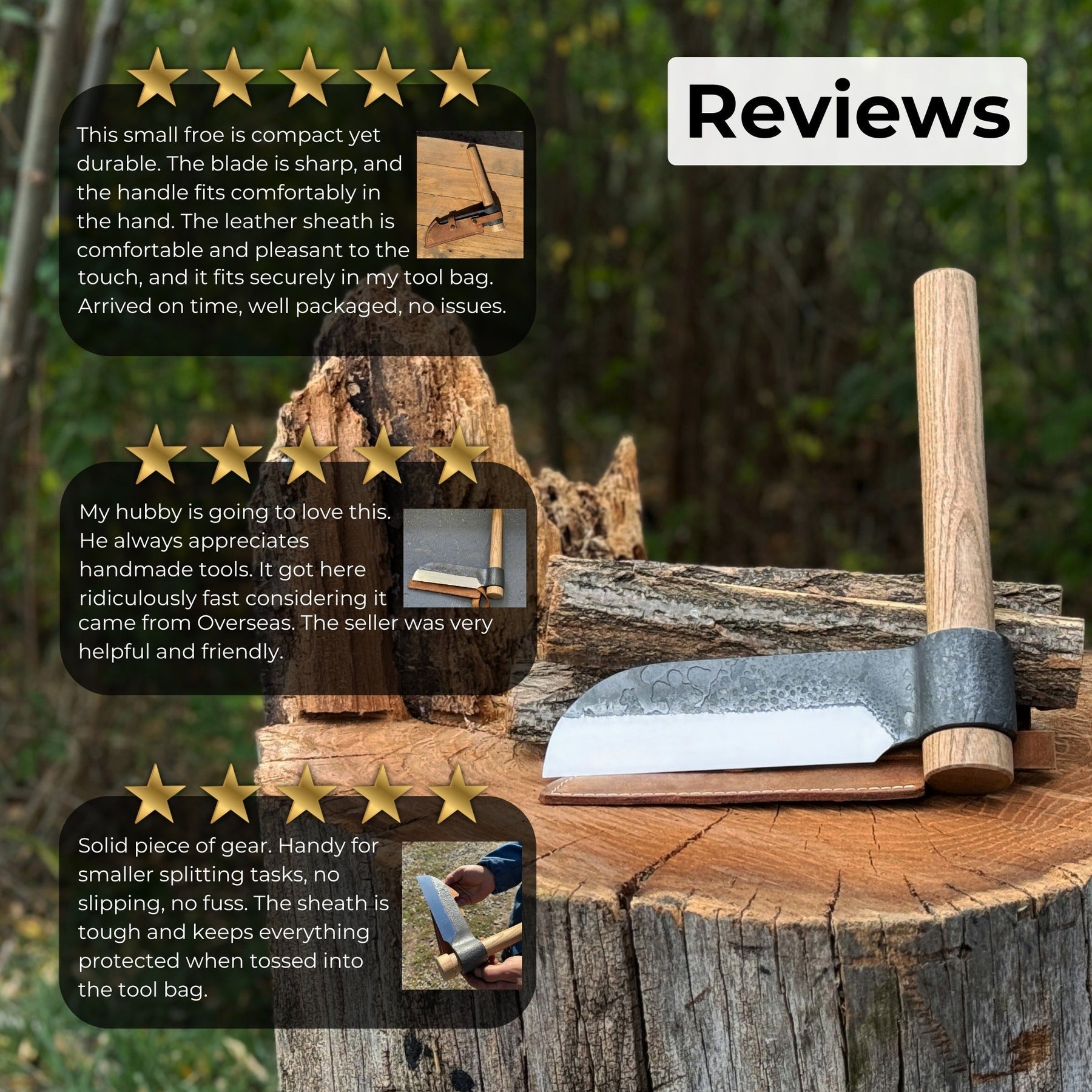 Hand-Forged Splitting Froe, Blade - 15.5 cm (6.1 inches) detail view by Sharky Forged Steel Tools