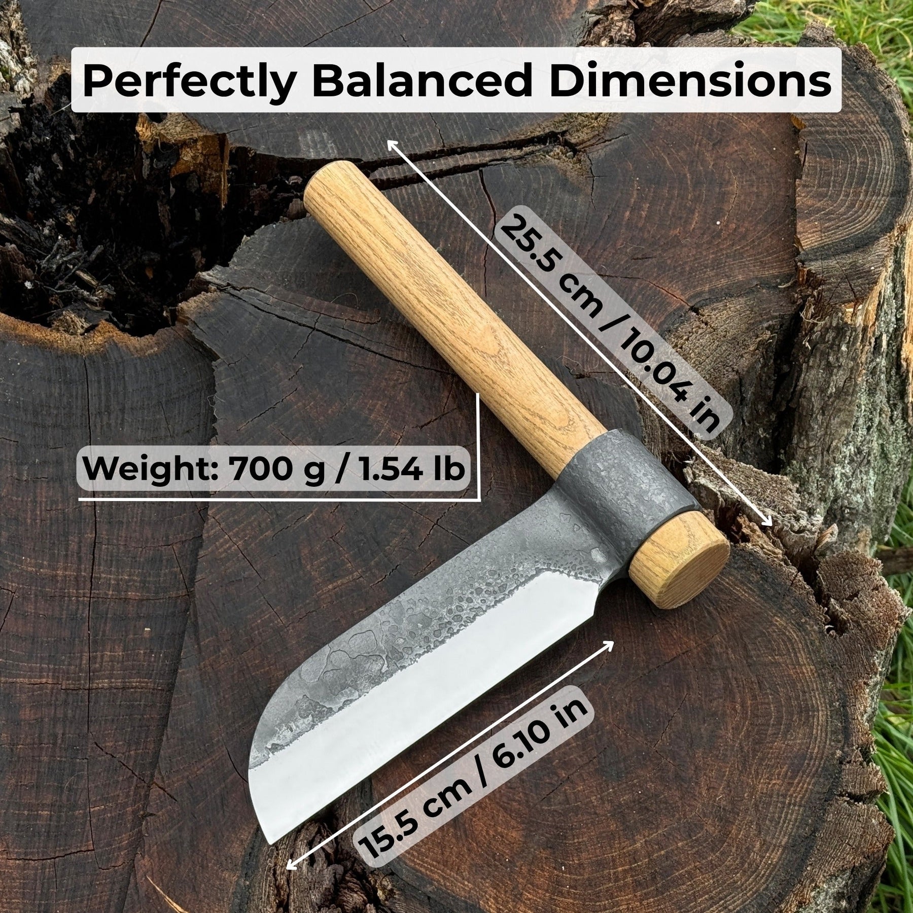 Hand-Forged Splitting Froe, Blade - 15.5 cm (6.1 inches) detail view by Sharky Forged Steel Tools