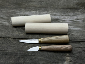 Hand-Forged Wood Carving Tool Set with Wooden Blanks WS9 detail view by Sharky Forged Steel Tools