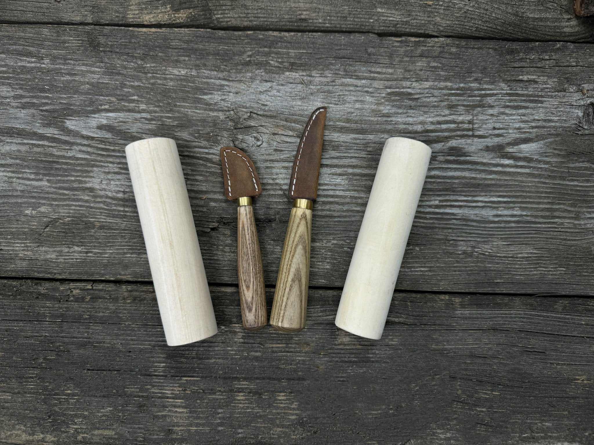 Hand-Forged Wood Carving Tool Set with Wooden Blanks WS9 detail view by Sharky Forged Steel Tools