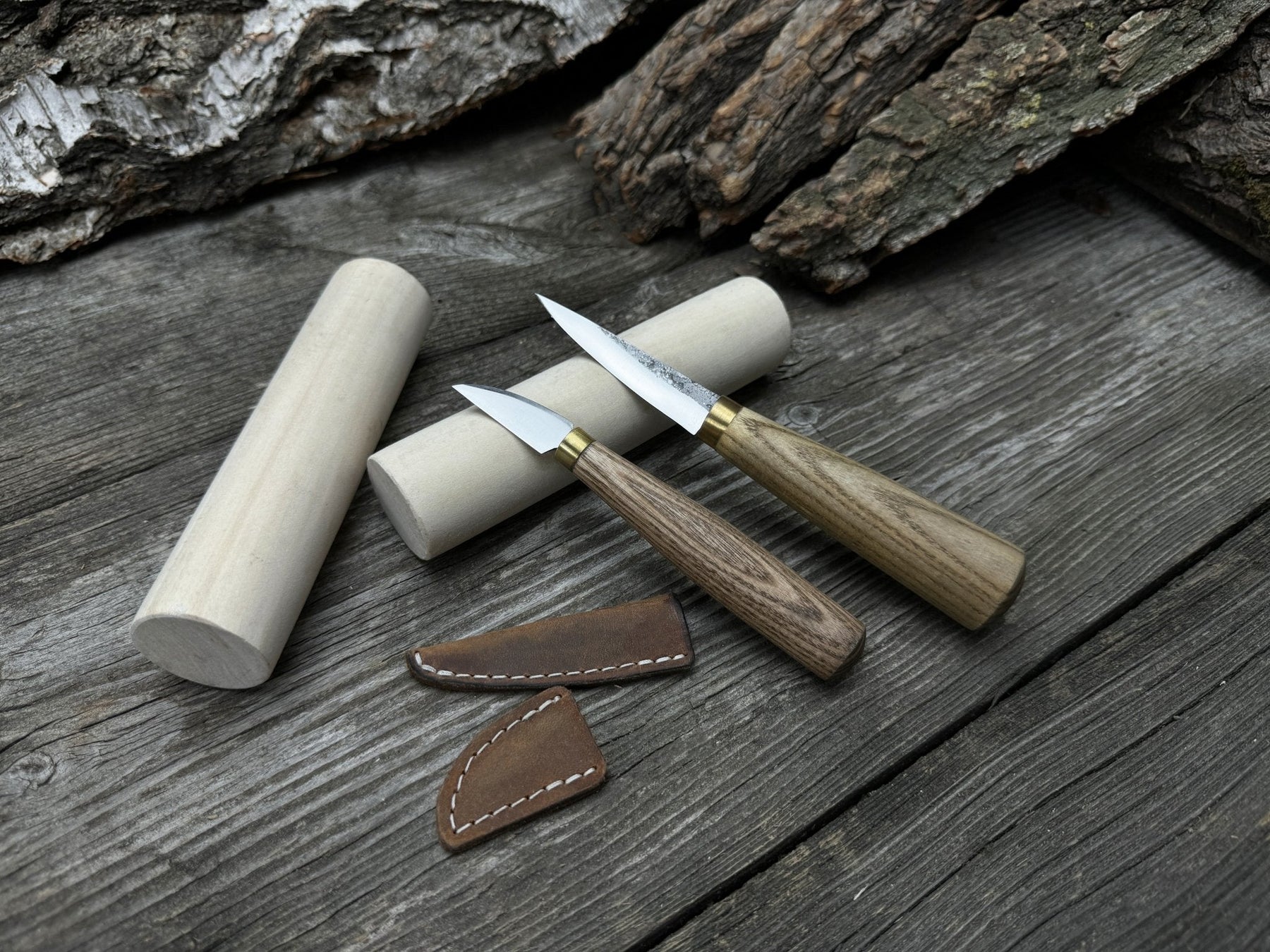 Hand-Forged Wood Carving Tool Set with Wooden Blanks WS9 by Sharky Forged Steel Tools