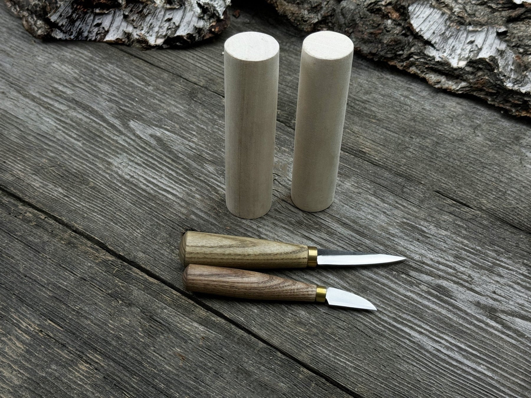 Hand-Forged Wood Carving Tool Set with Wooden Blanks WS9 detail view by Sharky Forged Steel Tools