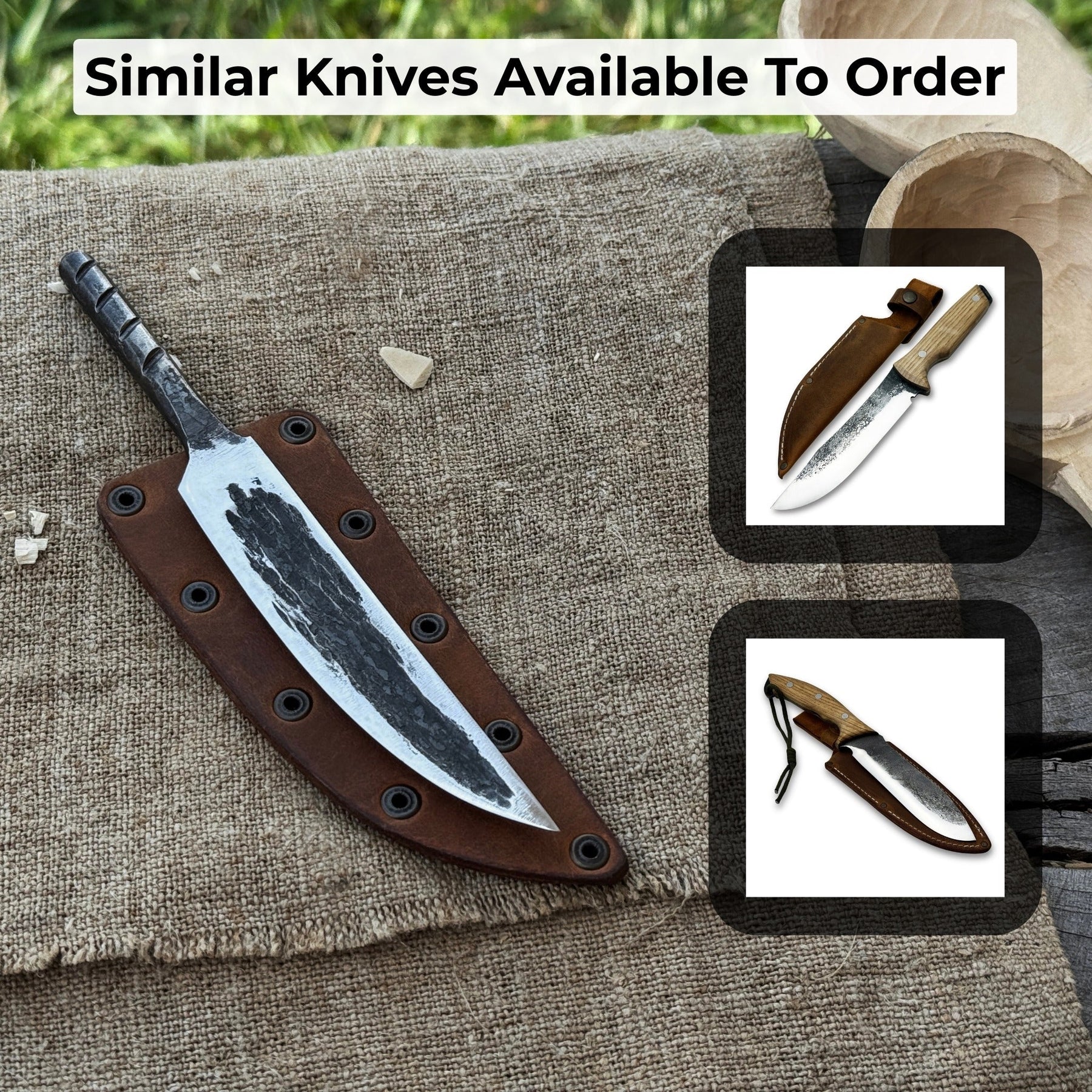 Hand-Forged Yakut Blade with Leather Sheath, 10 cm (3.93 inches) detail view by Sharky Forged Steel Tools