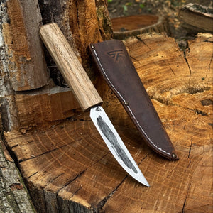 Hand-Forged Yakut Knife with Leather Sheath, 9.5 cm (3.74 inches) by Sharky Forged Steel Tools