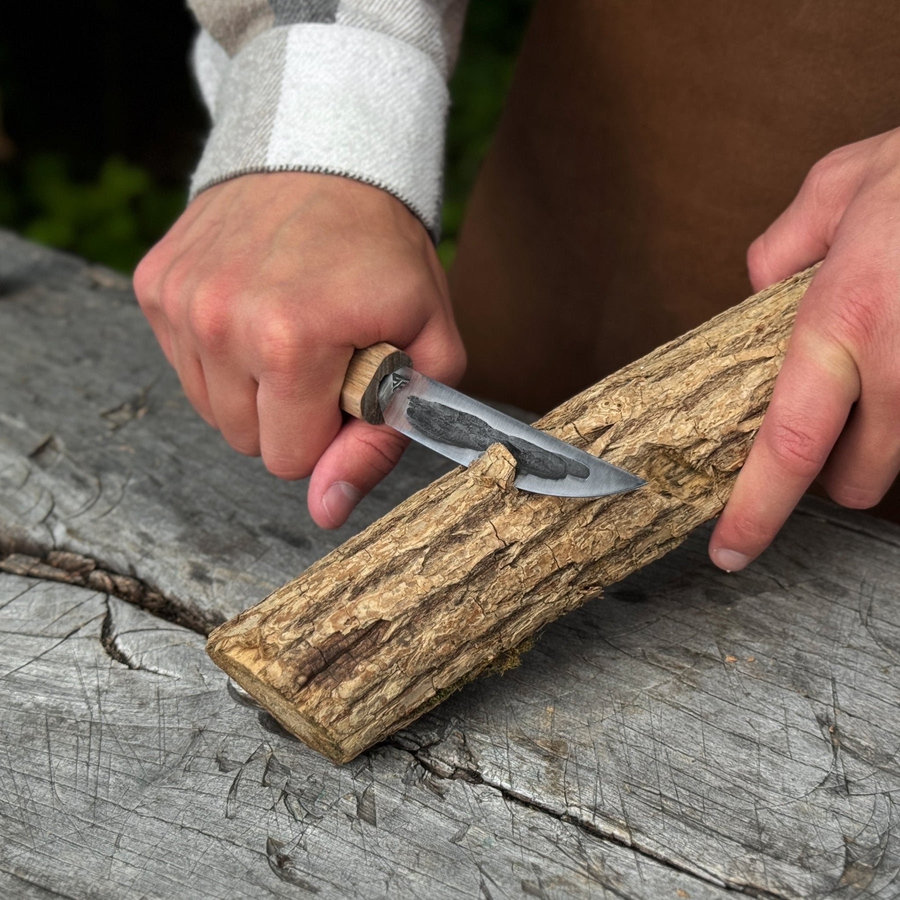 Hand-Forged Yakut Knife with Leather Sheath, 9.5 cm (3.74 inches) detail view by Sharky Forged Steel Tools