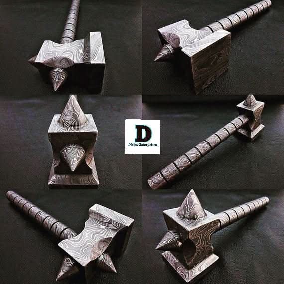 Hand made Damascus steel viking hammer Divine Enterprises by JW SteelCrafts, Southern lifestyle apparel detail photo 4