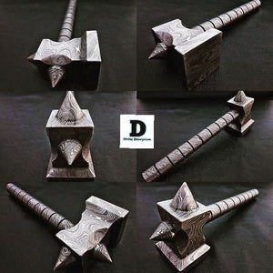 Hand made Damascus steel viking hammer Divine Enterprises by JW SteelCrafts, Southern lifestyle apparel detail photo 4