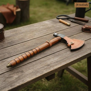 Beautiful handmade Damascus steel Smoking Axe "Unique Axe"Limited Edition detail view by JW SteelCrafts