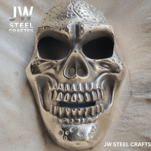 Handcrafted Metal Skull Mask: Choose Copper, Chrome or Antique Finish by JW SteelCrafts, original artwork detail photo 14