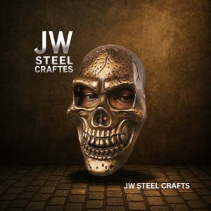 Handcrafted Metal Skull Mask: Choose Copper, Chrome or Antique Finish by JW SteelCrafts, original artwork main product photo