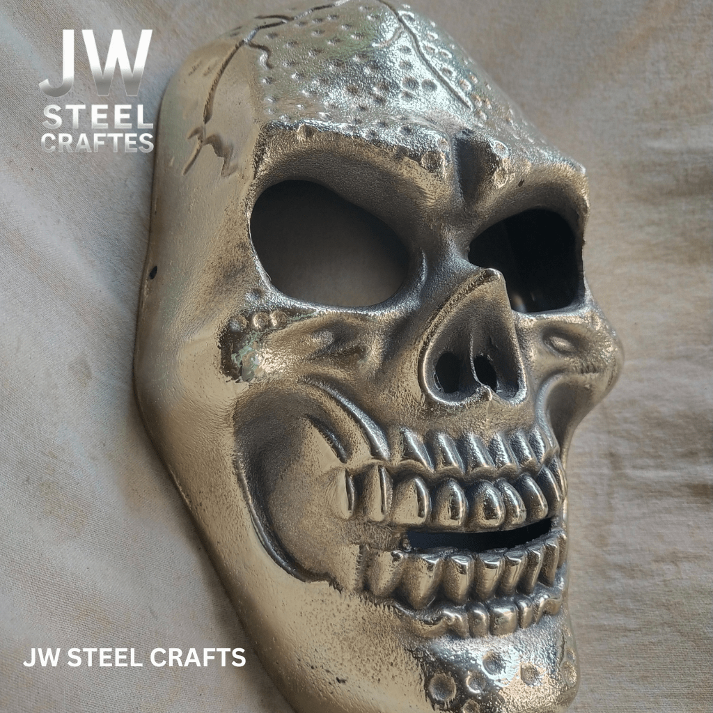 Handcrafted Metal Skull Mask: Choose Copper, Chrome or Antique Finish by JW SteelCrafts, original artwork detail photo 16
