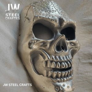 Handcrafted Metal Skull Mask: Choose Copper, Chrome or Antique Finish by JW SteelCrafts, original artwork detail photo 16