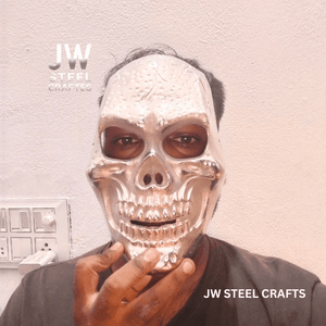 Handcrafted Metal Skull Mask: Choose Copper, Chrome or Antique Finish by JW SteelCrafts, original artwork detail photo 19