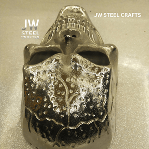 Handcrafted Metal Skull Mask: Choose Copper, Chrome or Antique Finish by JW SteelCrafts, original artwork detail photo 13