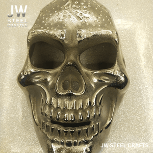 Handcrafted Metal Skull Mask: Choose Copper, Chrome or Antique Finish by JW SteelCrafts, original artwork detail photo 18