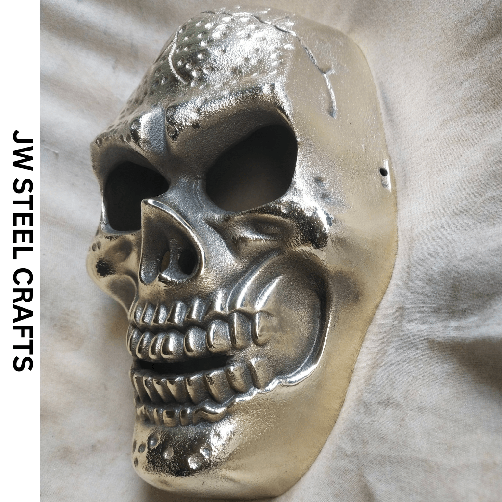 Handcrafted Metal Skull Mask: Choose Copper, Chrome or Antique Finish by JW SteelCrafts, original artwork detail photo 20
