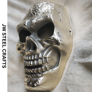 Handcrafted Metal Skull Mask: Choose Copper, Chrome or Antique Finish by JW SteelCrafts, original artwork detail photo 20