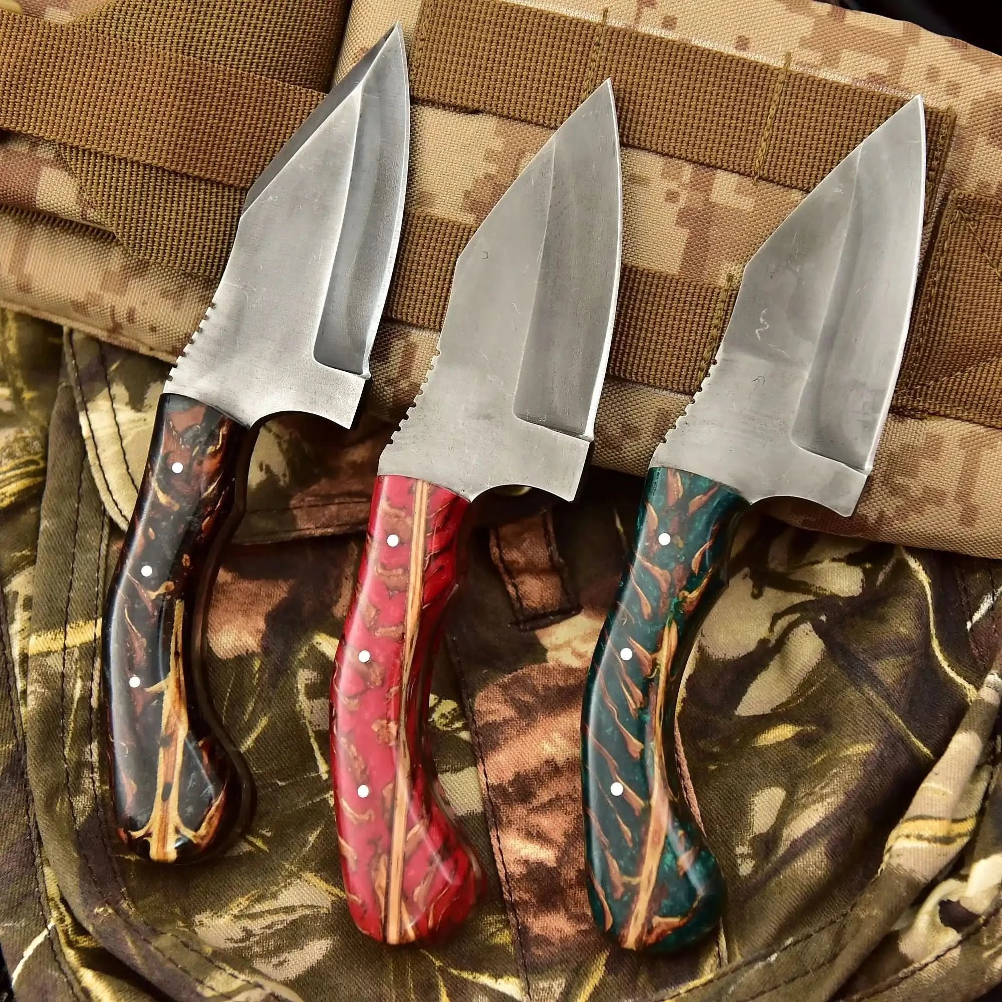 Acid Washed Stainless Steel Hunting Knife – Pinecone Handle | Outdoor & Camping Knife by JW SteelCrafts, Damascus knife main product photo