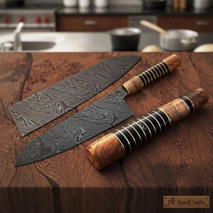 Damascus Kiritsuke Gyuto Chef Knife 12” – Olive Wood & Black Resin Handle with Brass Spacers | Full Tang Japanese Hybrid