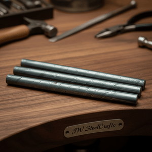 Set of 3 Damascus Steel Twist Pattern Rods 25 mm 10 Inch Billets for Rings Guards and Jewelry Making by JW SteelCrafts, handmade jewelry detail photo 2