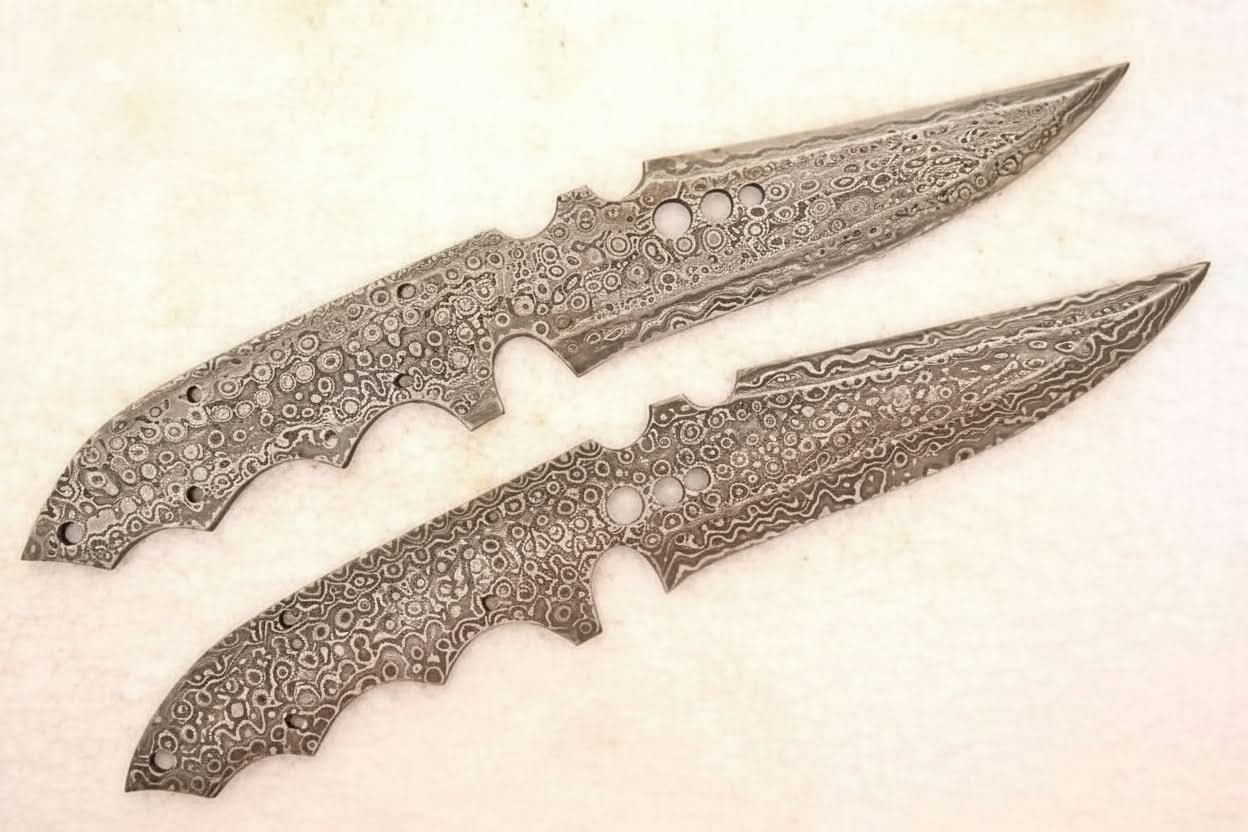 Handmade Damascus Steel Hunting Knives Fixed Blank Blades / Knife Making Material DK-0120 by JW SteelCrafts, Damascus knife detail photo 3