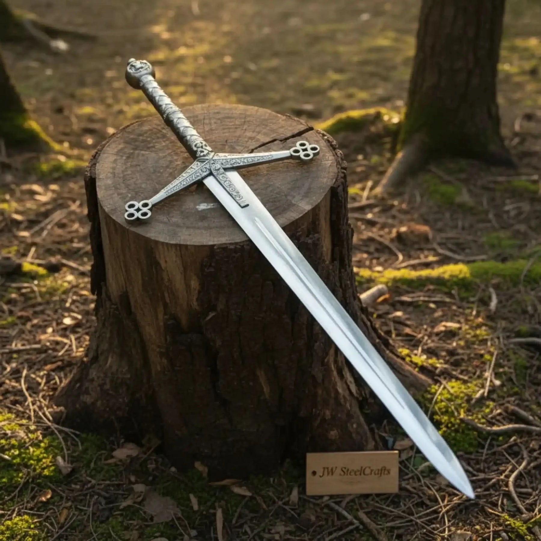 Handmade European Crusader Sword in Polished Steel with Medieval Crossguard for Collection and Display by JW SteelCrafts, Southern lifestyle apparel main product photo