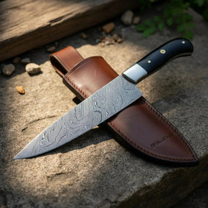 Handmade Gyuto Vortex Chef knife Damascus Steel-Black Handle Sharp and Reliable by JW SteelCrafts