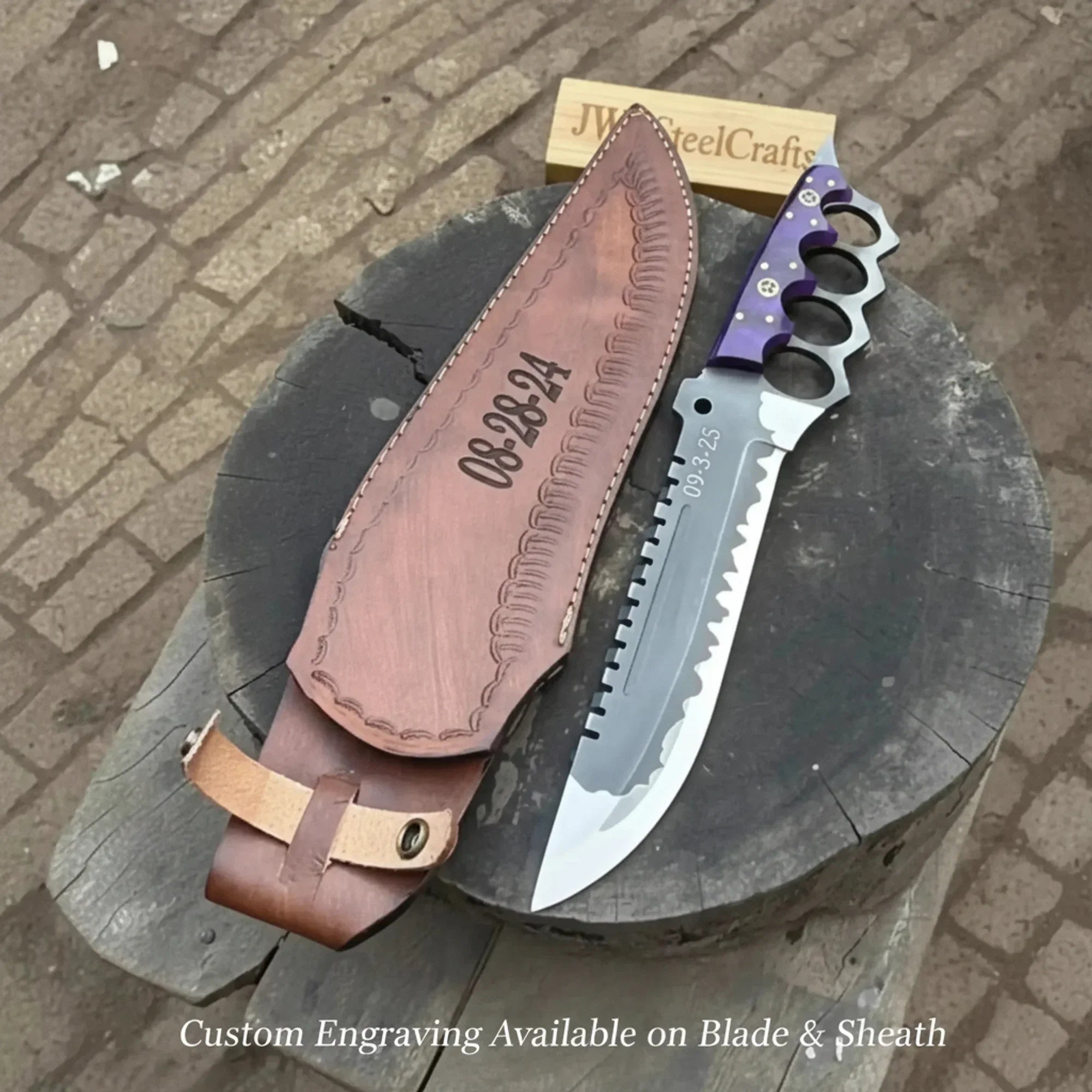 Apocalypse Trench Knife Machete 12 Inch Full Tang Survival Blade with Knuckle Guard by JW SteelCrafts