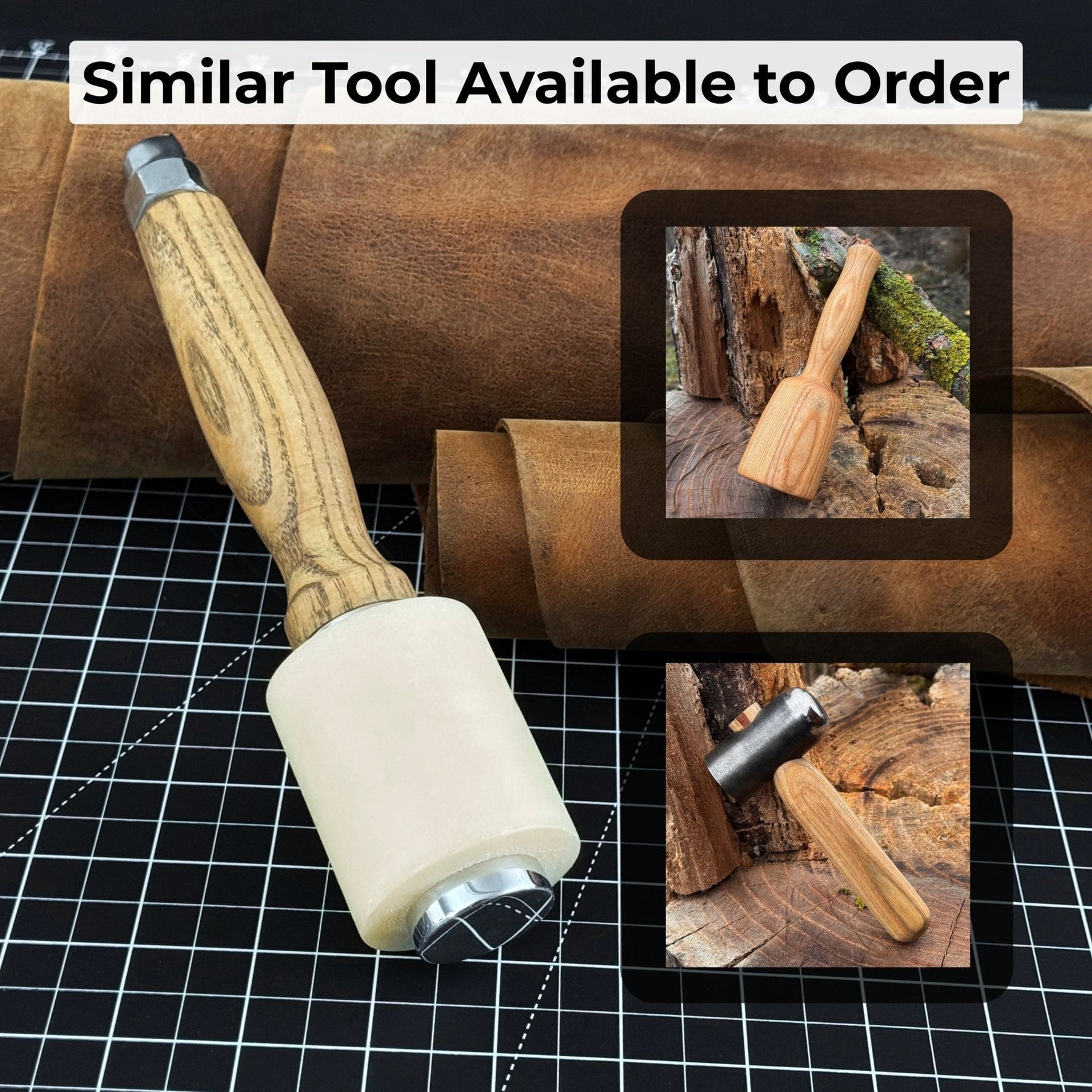Handmade Mallet with Nylon Head, 21.5 cm (8.46 inches) detail view by Sharky Forged Steel Tools
