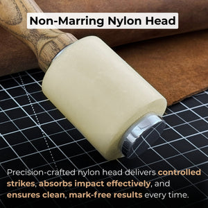 Handmade Mallet with Nylon Head, 21.5 cm (8.46 inches) detail view by Sharky Forged Steel Tools