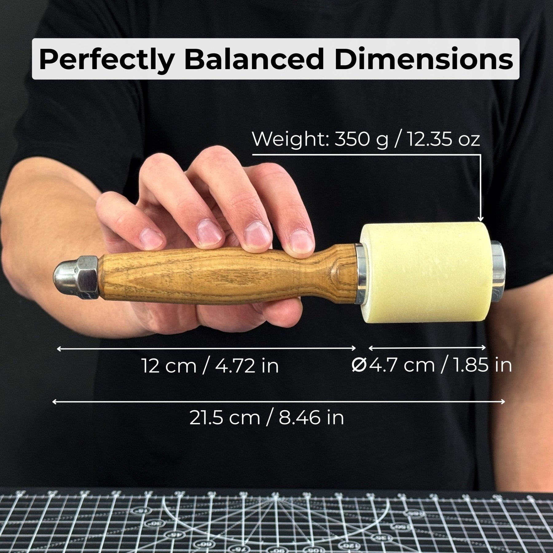 Handmade Mallet with Nylon Head, 21.5 cm (8.46 inches) detail view by Sharky Forged Steel Tools