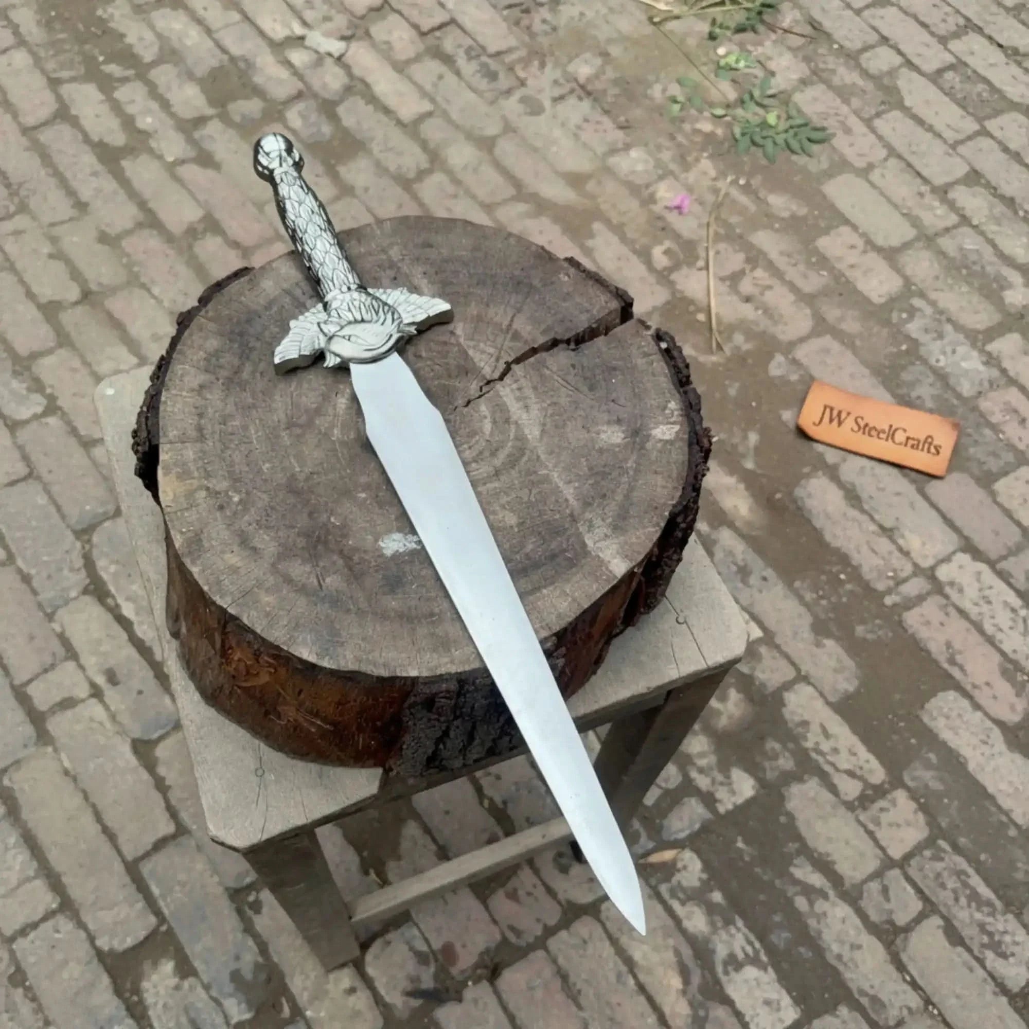 Handmade Medieval Short Sword Replica in Polished Steel with Straight Crossguard for Historical Collections and Display by JW SteelCrafts, Southern lifestyle apparel main product