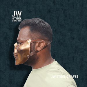 Handmade Metallic Half Face Mask | Golden Cast Art Mask for Display by JW SteelCrafts, masks detail photo 7