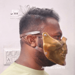 Handmade Metallic Half Face Mask | Golden Cast Art Mask for Display by JW SteelCrafts, masks detail photo 13