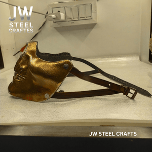 Handmade Metallic Half Face Mask | Golden Cast Art Mask for Display by JW SteelCrafts, masks detail photo 14