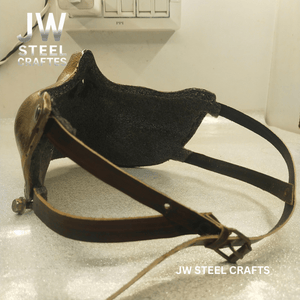 Handmade Metallic Half Face Mask | Golden Cast Art Mask for Display by JW SteelCrafts, masks detail photo 12