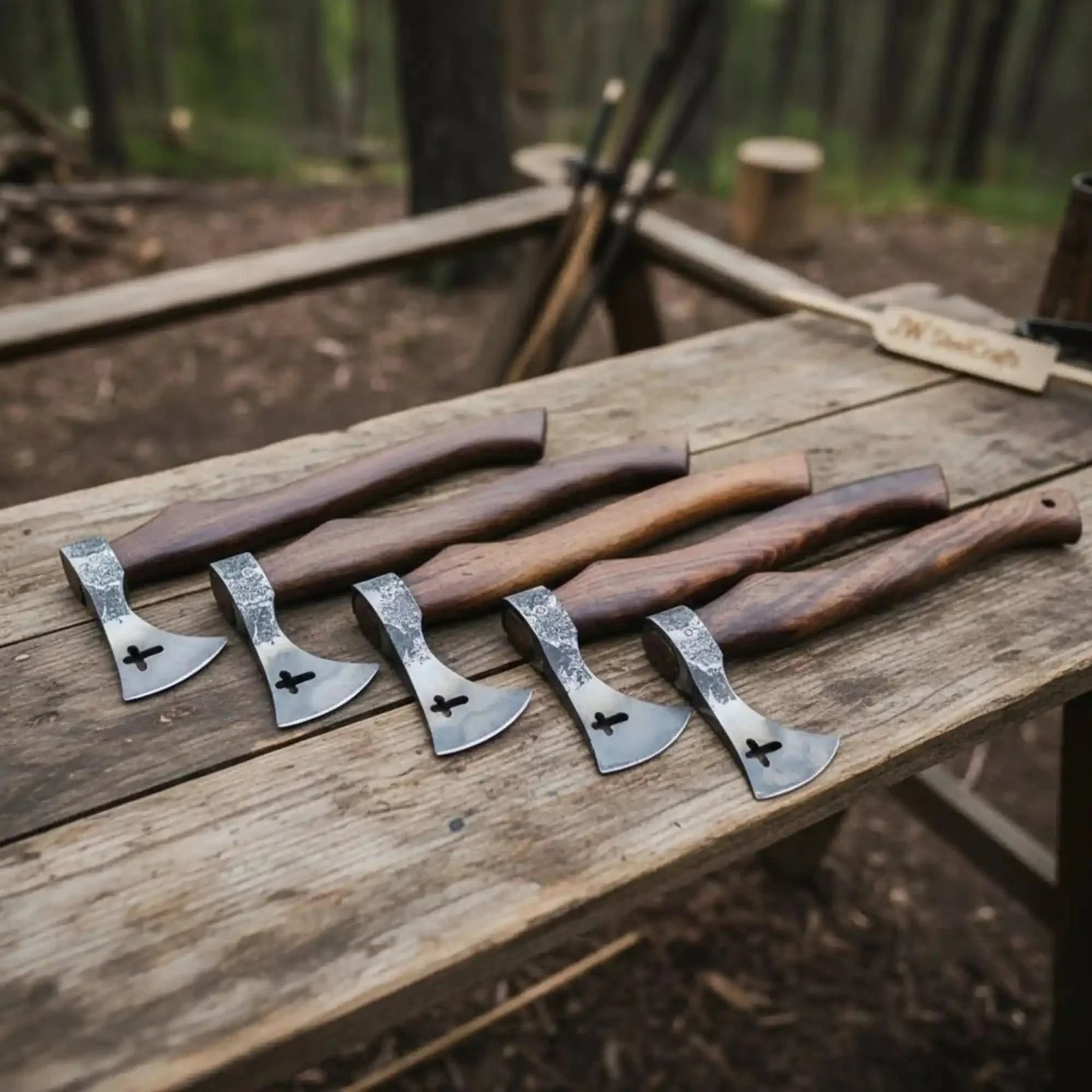 Compact Bearded Utility Hatchets with Decorative Cutout by JW SteelCrafts, Southern home decor main product photo