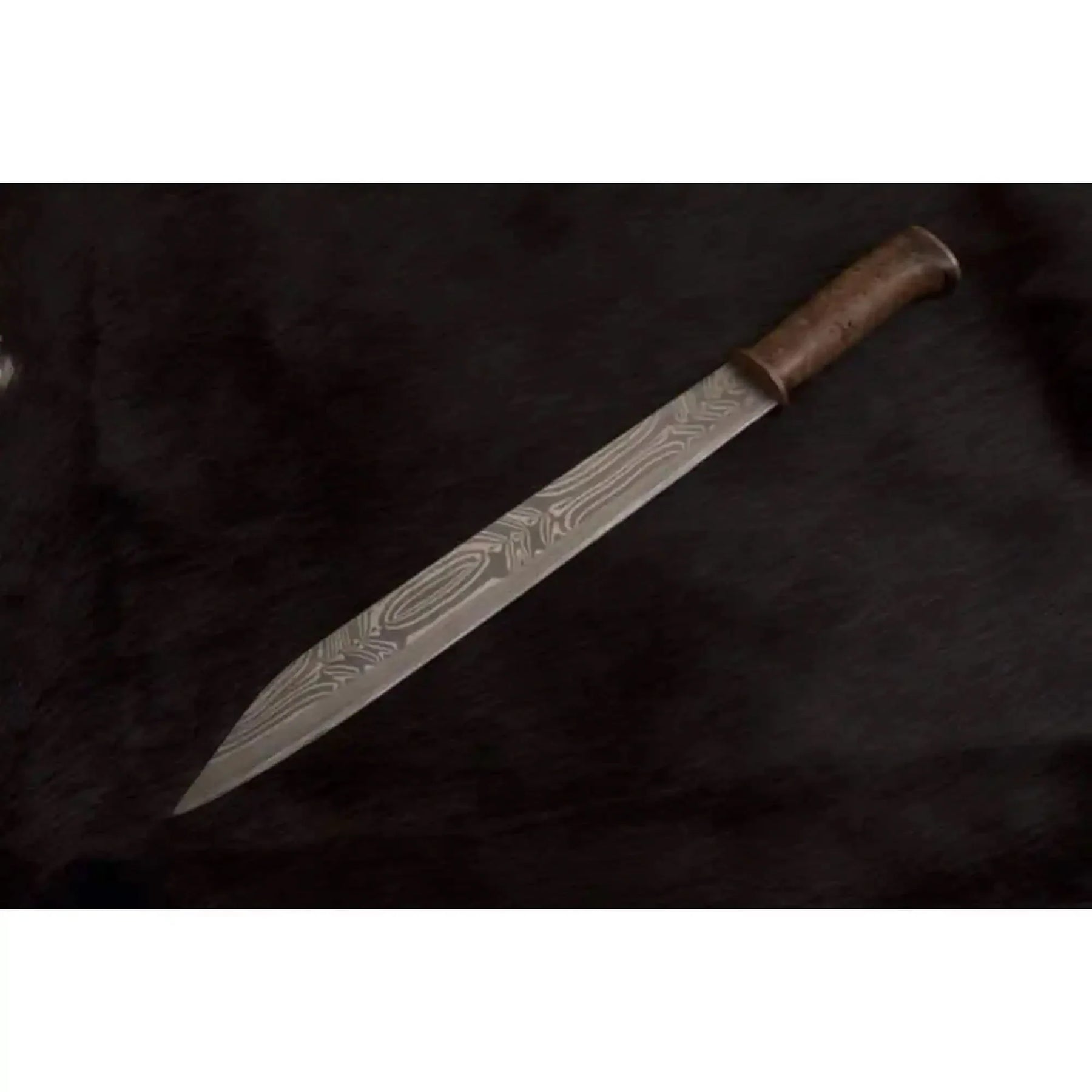 Handmade Viking Seax Knife Damascus Steel Blade 16 Inch Fixed Blade by JW SteelCrafts, Damascus knife detail photo 2