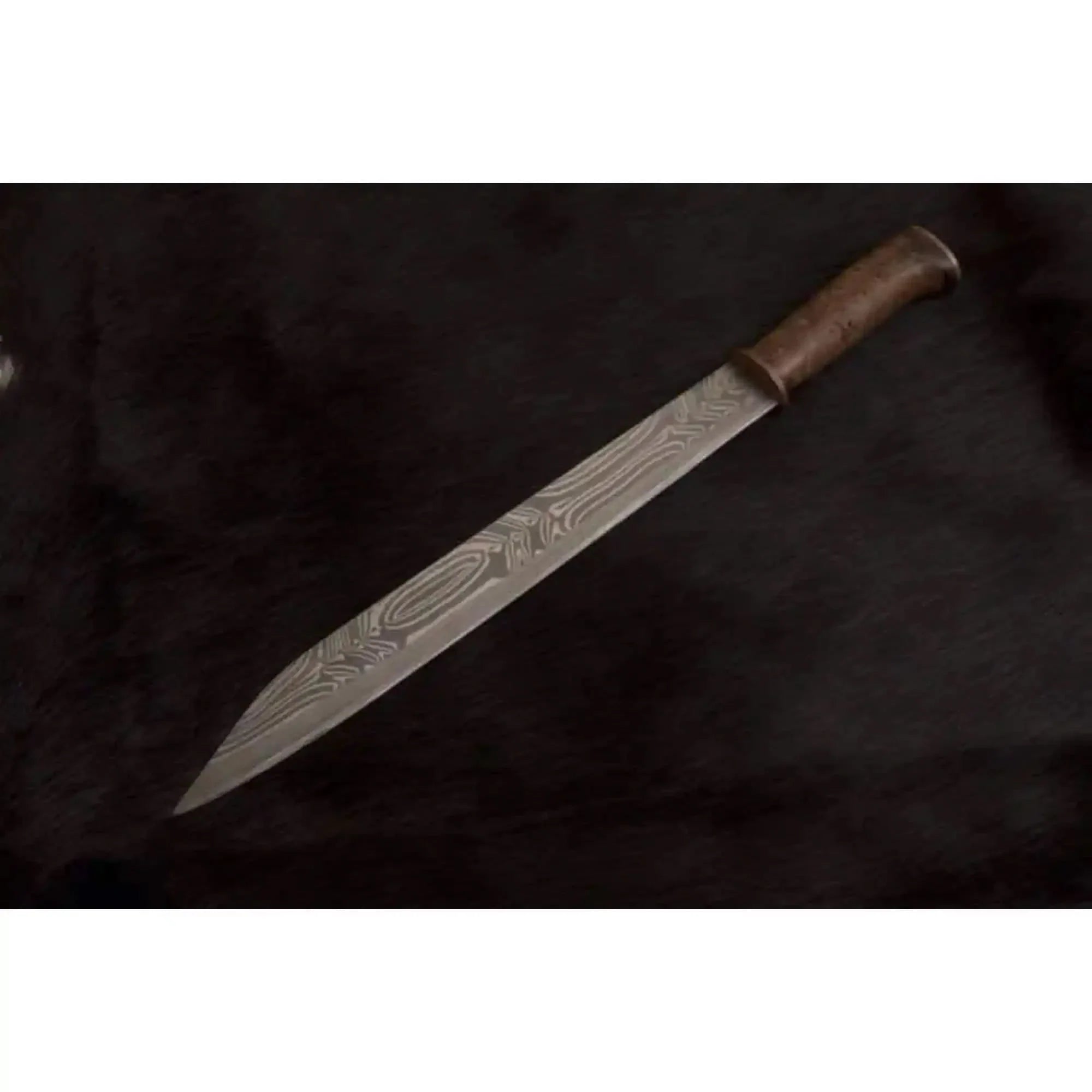 Handmade Viking Seax Knife Damascus Steel Blade 16 Inch Fixed Blade by JW SteelCrafts, Damascus knife detail photo 2