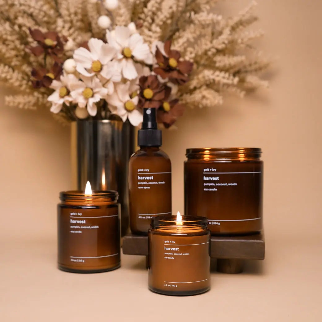 Harvest by gold + ivy, scented candle detail photo 2
