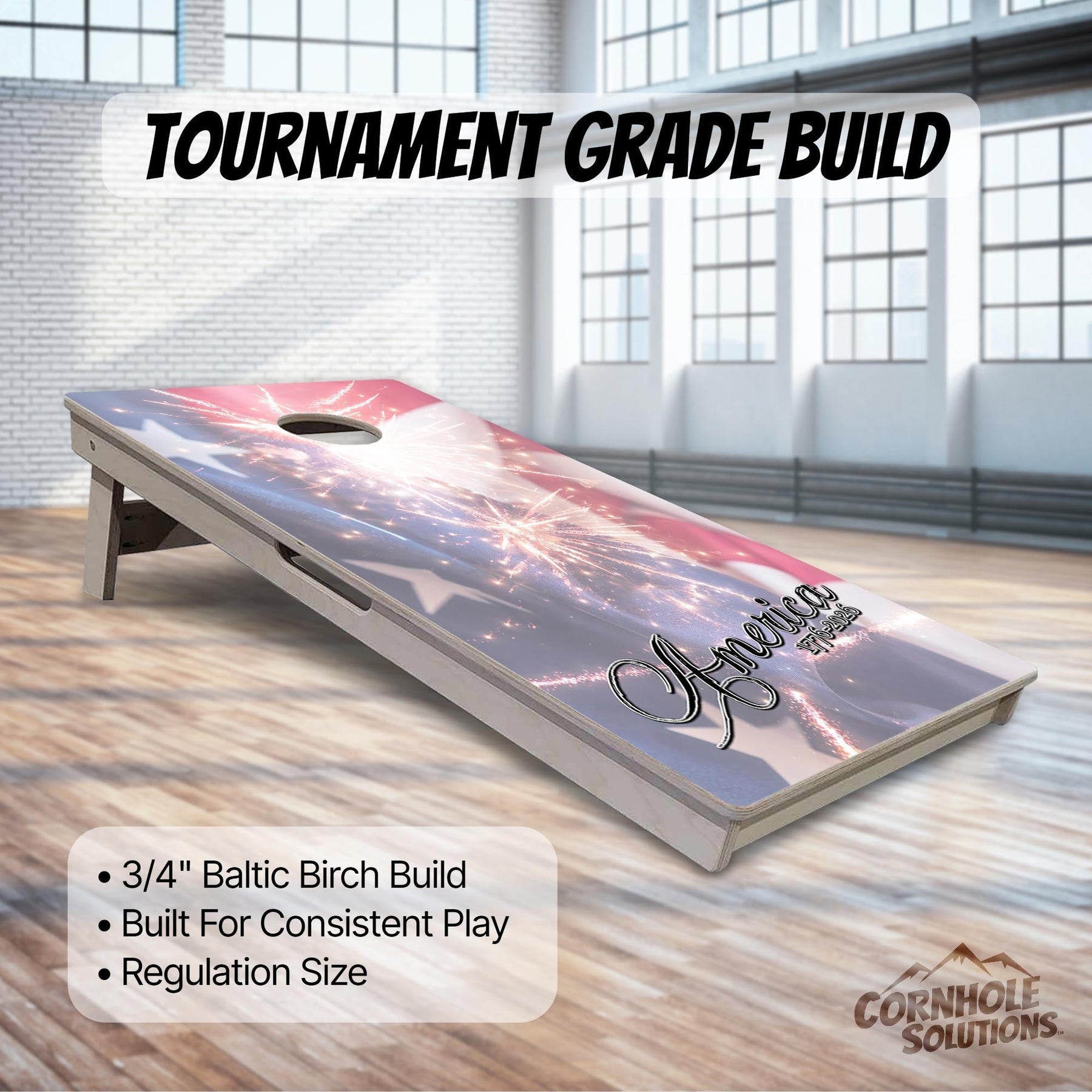 America 1776-2026 Cornhole Boards - Professional Tournament Series by Cornhole Solutions, custom cornhole board detail photo 3