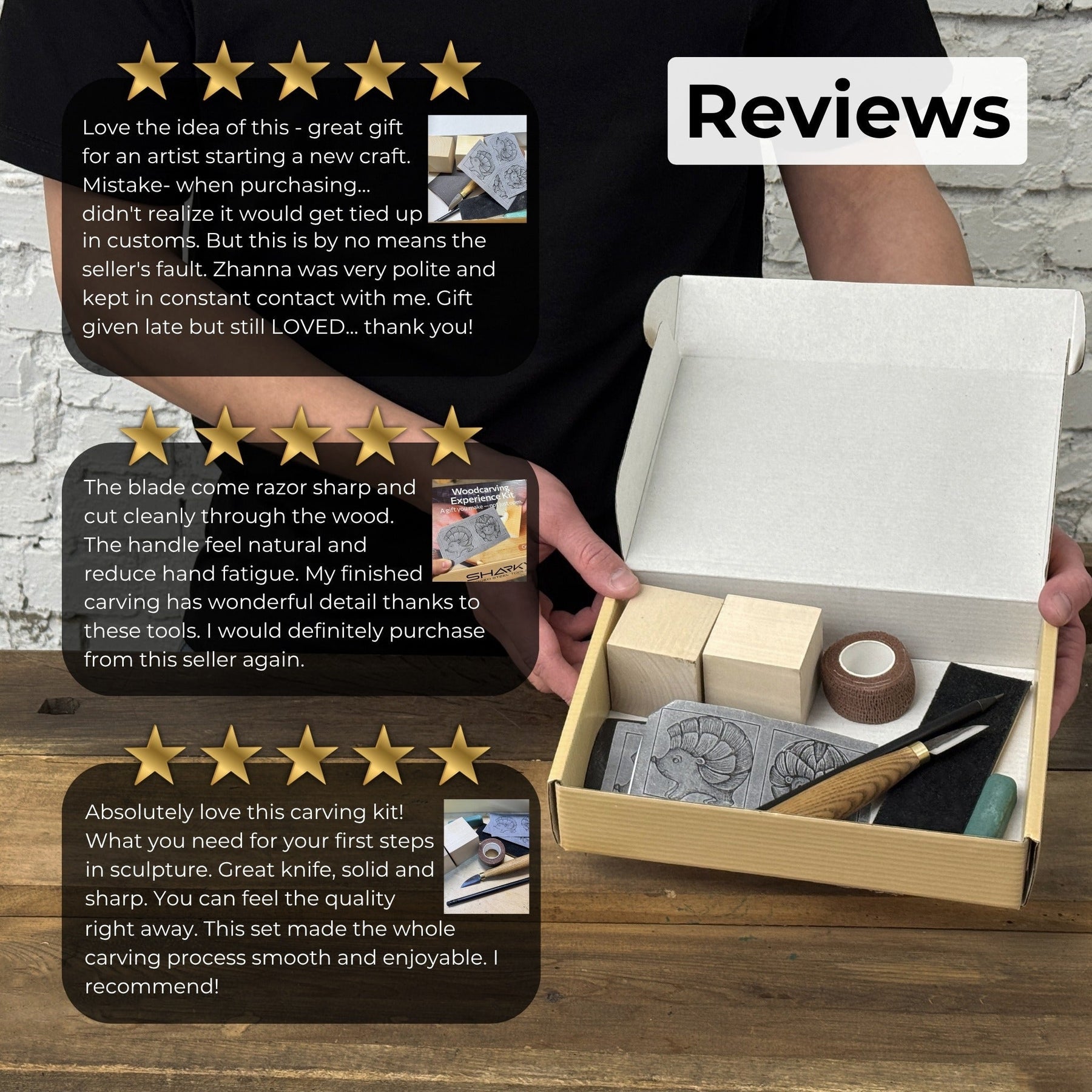 Hedgehog Carving Kit - Complete Starter Whittling Kit for Beginners, Adults, Teens, and Kids detail view by Sharky Forged