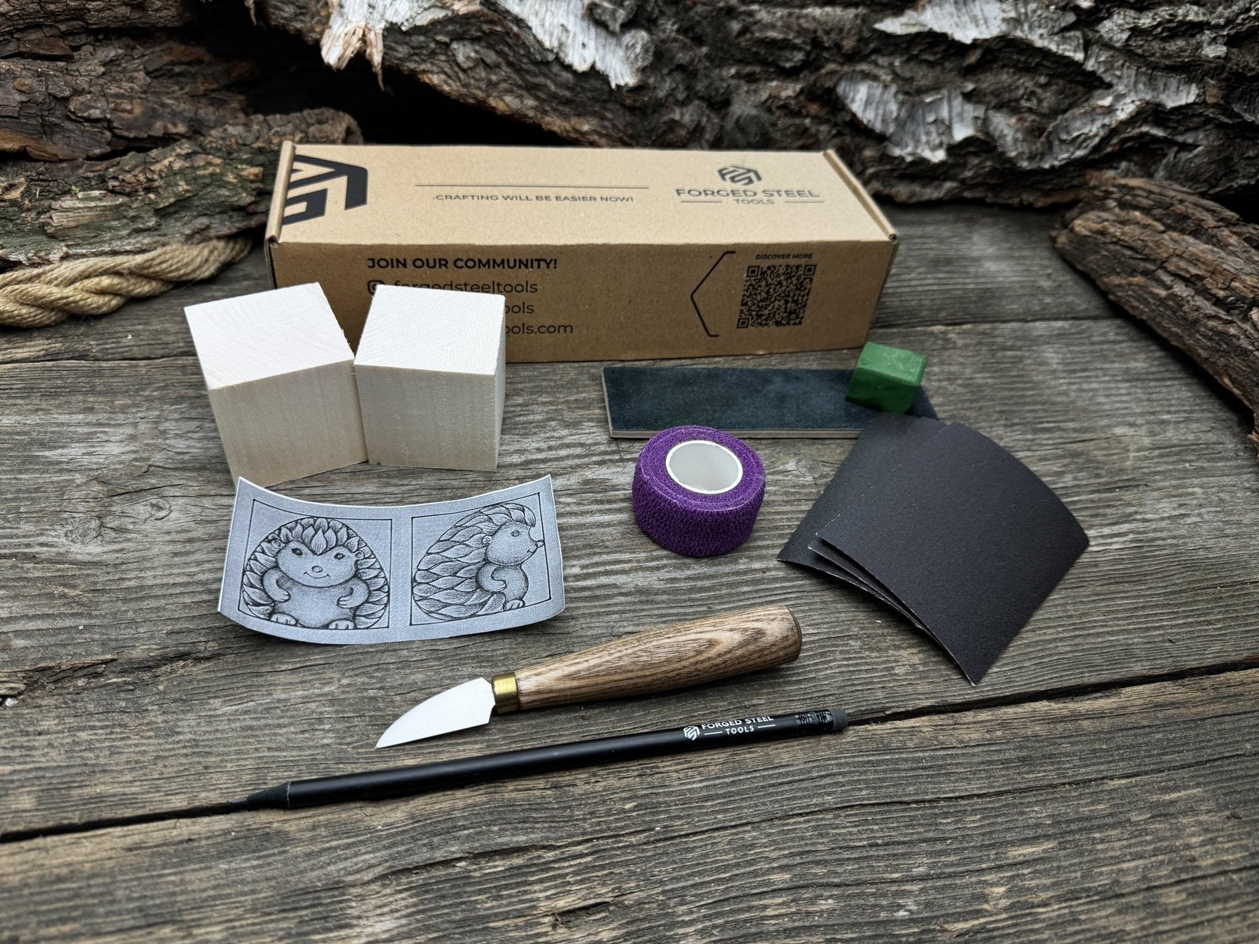 Hedgehog Wood Carving Kit – Ideal for Beginners, Adults, Teens and Kids detail view by Sharky Forged Steel Tools