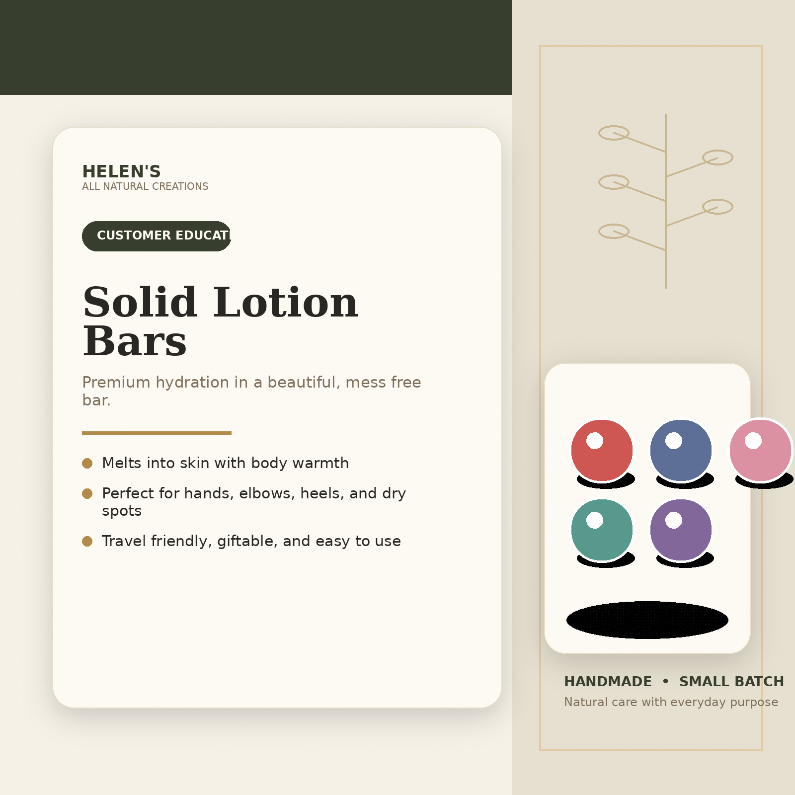 Little Ladies Lotion Bar by Helen's All Natural Creations, natural skincare detail photo 7