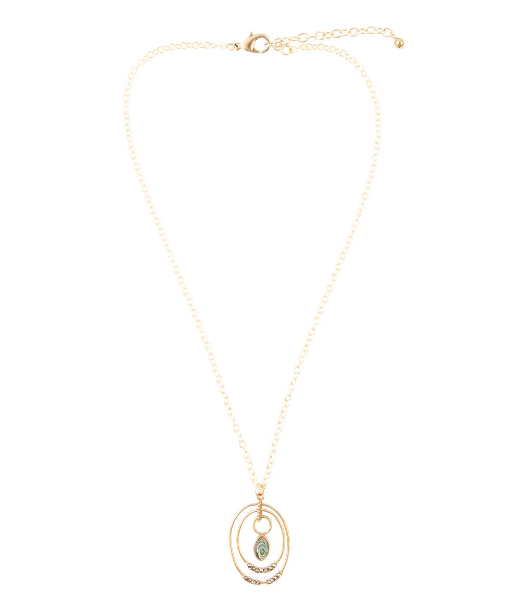 Henley Blue Abalone Golden Pendant Necklace detail view by Barse Jewelry